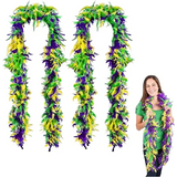 4E’s Novelty 2-Pack Mardi Gras Feather Boas – 6 Ft Long Costume Accessories