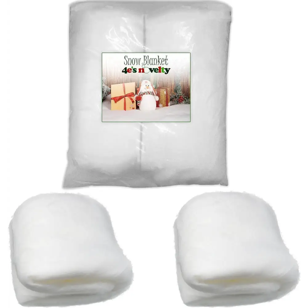 4E’s Novelty 2 Pack Snow Blanket Roll (8 Ft x 30’’ Each) Thick Fluffy Fake Snow Blanket for Christmas Village