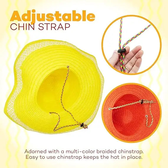4E’s Novelty 2 Pack Sombrero Hats for Cinco de Mayo – Mexican Party Hats with Chinstrap