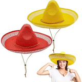 4E’s Novelty 2 Pack Sombrero Hats for Cinco de Mayo – Mexican Party Hats with Chinstrap