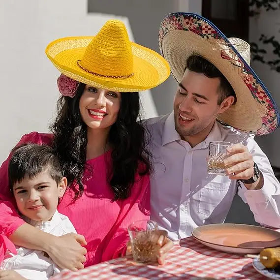 4E’s Novelty 2 Pack Sombrero Hats for Cinco de Mayo – Mexican Party Hats with Chinstrap