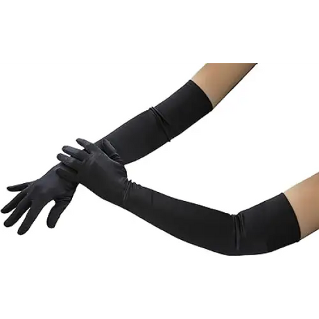 4E’s Novelty 21’’ Black Satin Gloves - Long Opera Gloves for Women Flapper Costume & Formal Wear