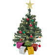 4E’s Novelty 23’’ Pre-Lit Mini Christmas Tree with Star Topper – Desk Tabletop Holiday Decor with Colorful Ornaments
