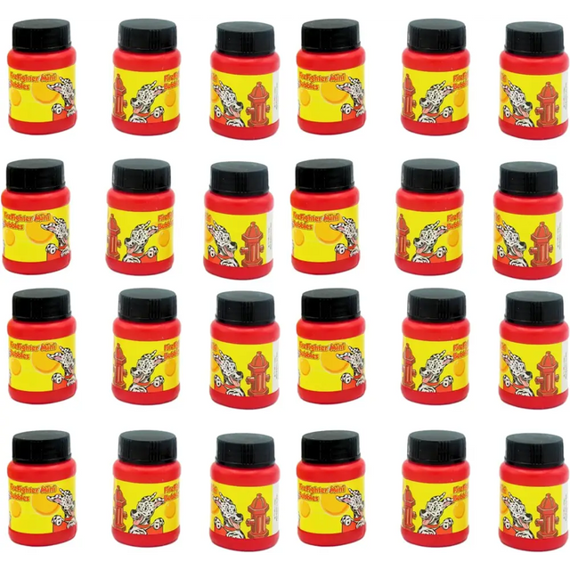 24 Mini Bubbles Bottles Bulk - for Firefighter, Paw Dog Patrol Party Favors - Firefighter Party Supplies, Fire Truck Theme Goodie Bag Fillers for Kids Birthday by 4E's Novelty