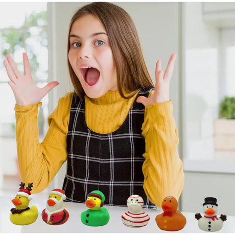 4E's Novelty 24 Pack 2.5’’ Christmas Rubber Ducks Bulk - Holiday Fun Rubber Duckies for Jeeps & Bath Time