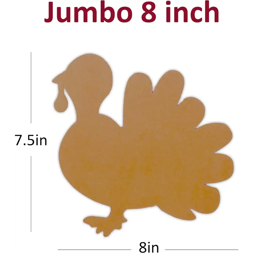 4E’s Novelty 24 Pack Blank Foam Turkey Craft-8’’ Foam Turkey Cutouts for Classroom Thanksgiving Turkey Bulletin Board