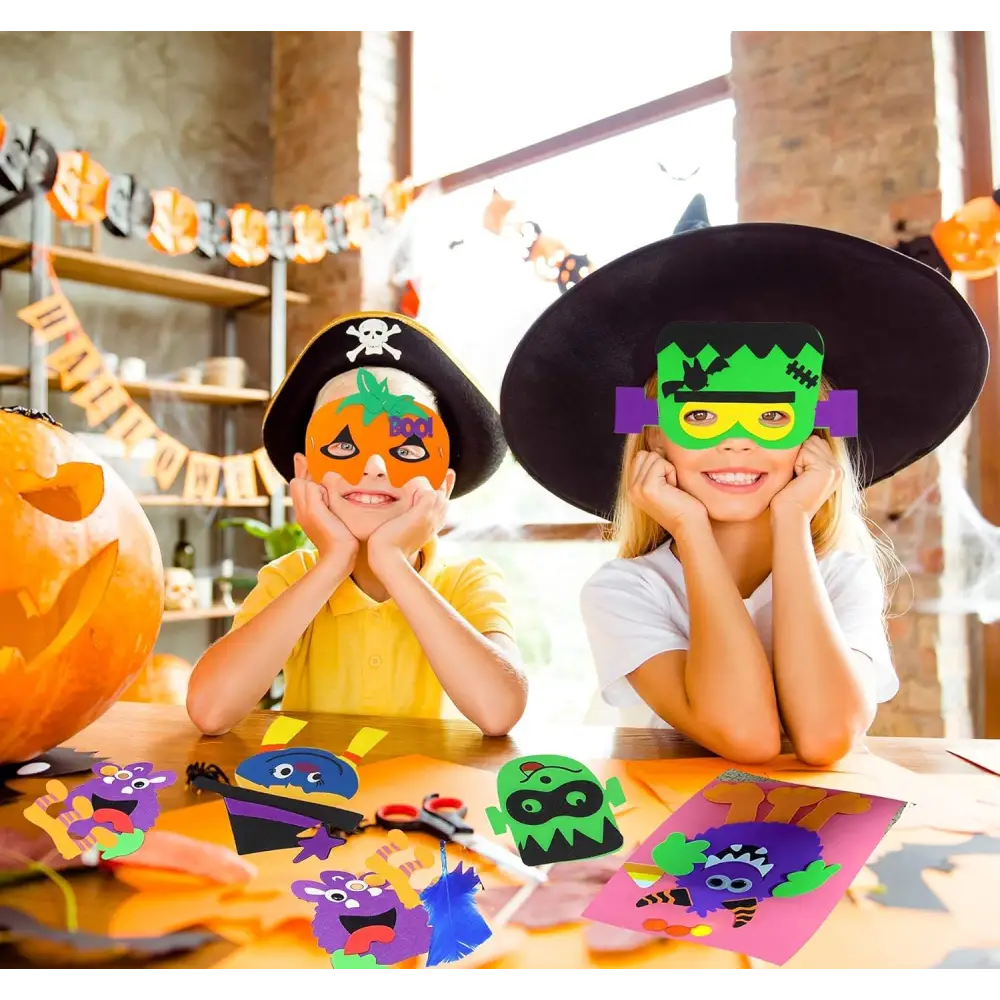4E’s Novelty 24 Pack Halloween DIY Mask Craft Kit – Foam Crafts for Kids Ages 3 + Party & Classroom Fun - Arts & Crafts