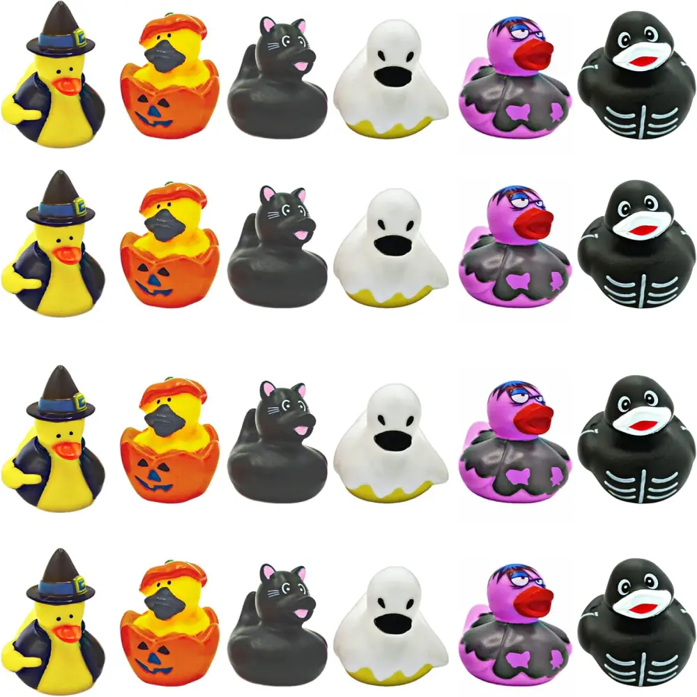 4E’s Novelty 24-Pack Halloween Rubber Ducks – Assorted Jeep Ducking Toys & Party Favors