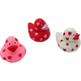 4E’s Novelty 24-Pack Mini Valentines Rubber Ducks – Red Ducks with Heart Design for Party Favors