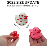 4E’s Novelty 24-Pack Mini Valentines Rubber Ducks – Red Ducks with Heart Design for Party Favors
