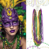 4E’s Novelty 24-Pack Purple Green & Gold Bead Necklaces Mardi Gras Party Supplies