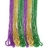 4E’s Novelty 24-Pack Purple Green & Gold Bead Necklaces Mardi Gras Party Supplies