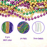 4E’s Novelty 24-Pack Purple Green & Gold Bead Necklaces Mardi Gras Party Supplies