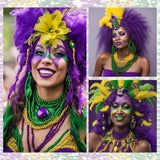 4E’s Novelty 24-Pack Purple Green & Gold Bead Necklaces Mardi Gras Party Supplies