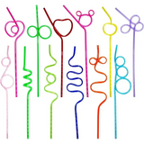 4E’s Novelty 24 Pcs Reusable Twisty Straws – Colorful BPA-Free Crazy Straws for Kids & Adults