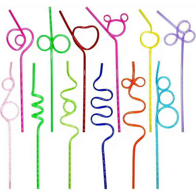 4E’s Novelty 24 Pcs Reusable Twisty Straws – Colorful BPA-Free Crazy Straws for Kids & Adults