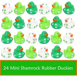 4E’s Novelty 24 Pcs St. Patrick’s Day Rubber Ducks – Shamrock Duckies Bulk Party Favors for Kids