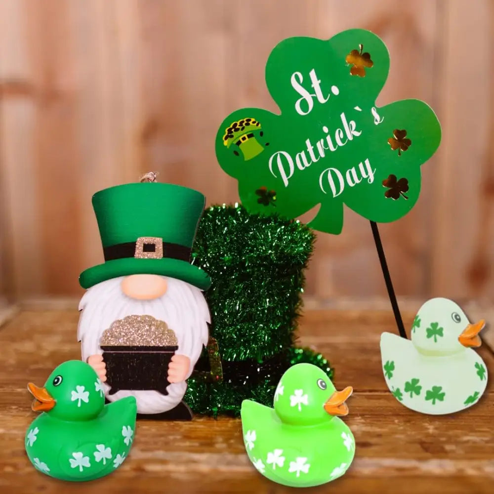 4E’s Novelty 24 Pcs St. Patrick’s Day Rubber Ducks – Shamrock Duckies Bulk Party Favors for Kids