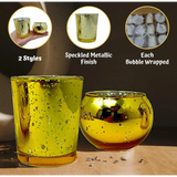 4E’s Novelty 24-Piece Gold Mercury Glass Votive Candle Holders – Elegant Centerpieces for Weddings Parties & Home Décor