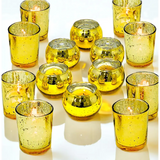 4E’s Novelty 24-Piece Gold Mercury Glass Votive Candle Holders – Elegant Centerpieces for Weddings Parties & Home Décor