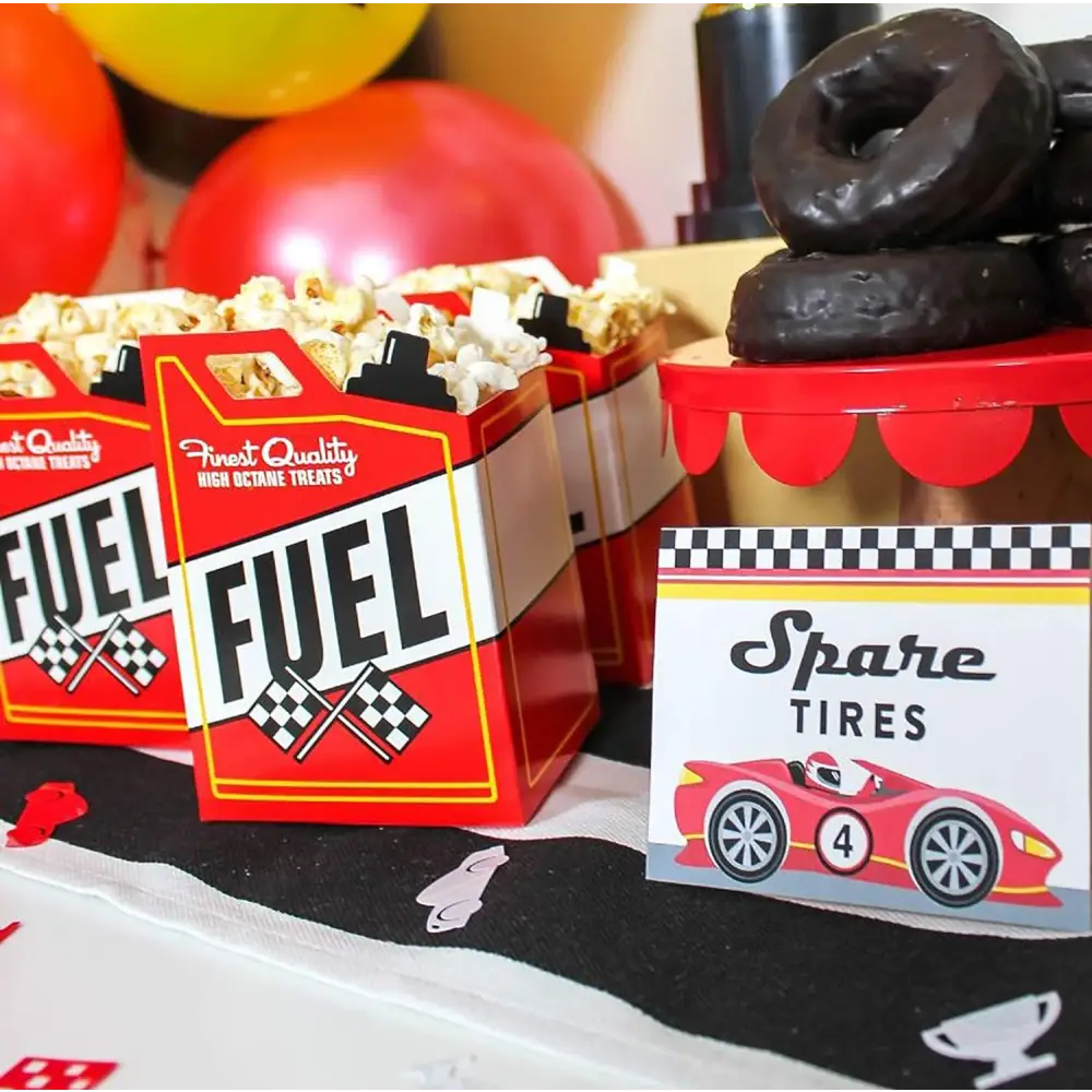 4E’s Novelty 24 Race Car Popcorn Boxes w/ Checkered Flags – Car Party Decorations