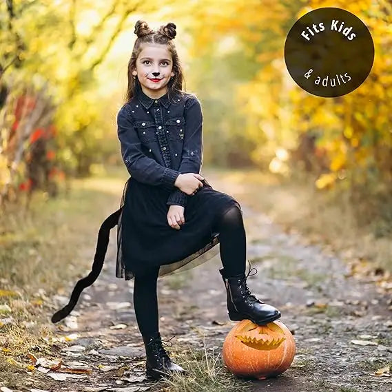 4E’s Novelty 25” Black Furry Tail Costume - Adjustable Black Cat Tail for Adult Women & Kids Girls Cat Tail
