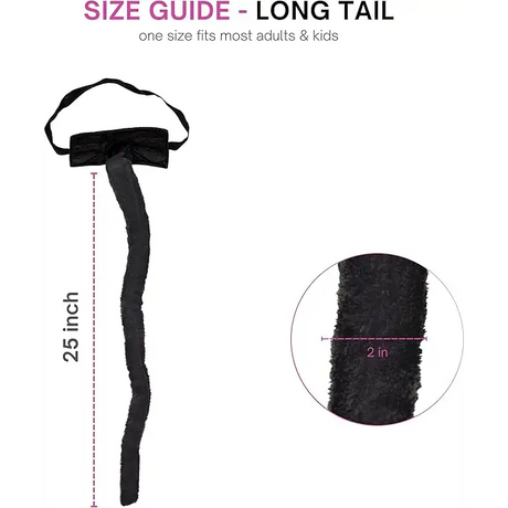4E’s Novelty 25” Black Furry Tail Costume - Adjustable Black Cat Tail for Adult Women & Kids Girls Cat Tail