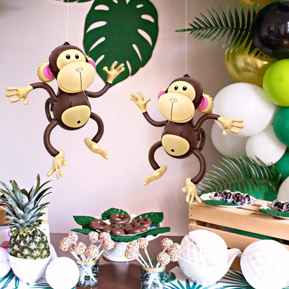 4E's Novelty Inflatable Monkeys (2 Pack) 27 Inch Large Monkeys inflatable For Party Decoration, Jungle Safari Birthday Party Supplies Kids Animal Party Decor, Baby Shower Favors