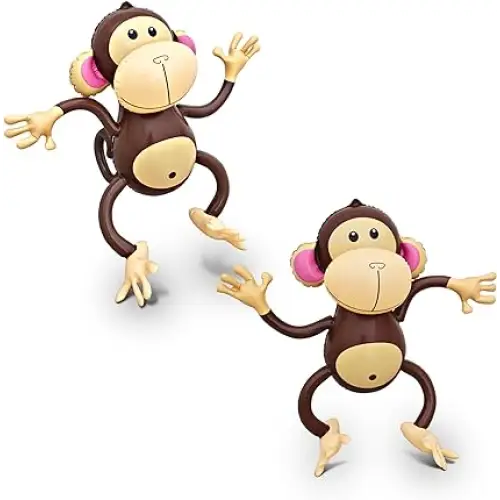 4E's Novelty Inflatable Monkeys (2 Pack) 27 Inch Large Monkeys inflatable For Party Decoration, Jungle Safari Birthday Party Supplies Kids Animal Party Decor, Baby Shower Favors