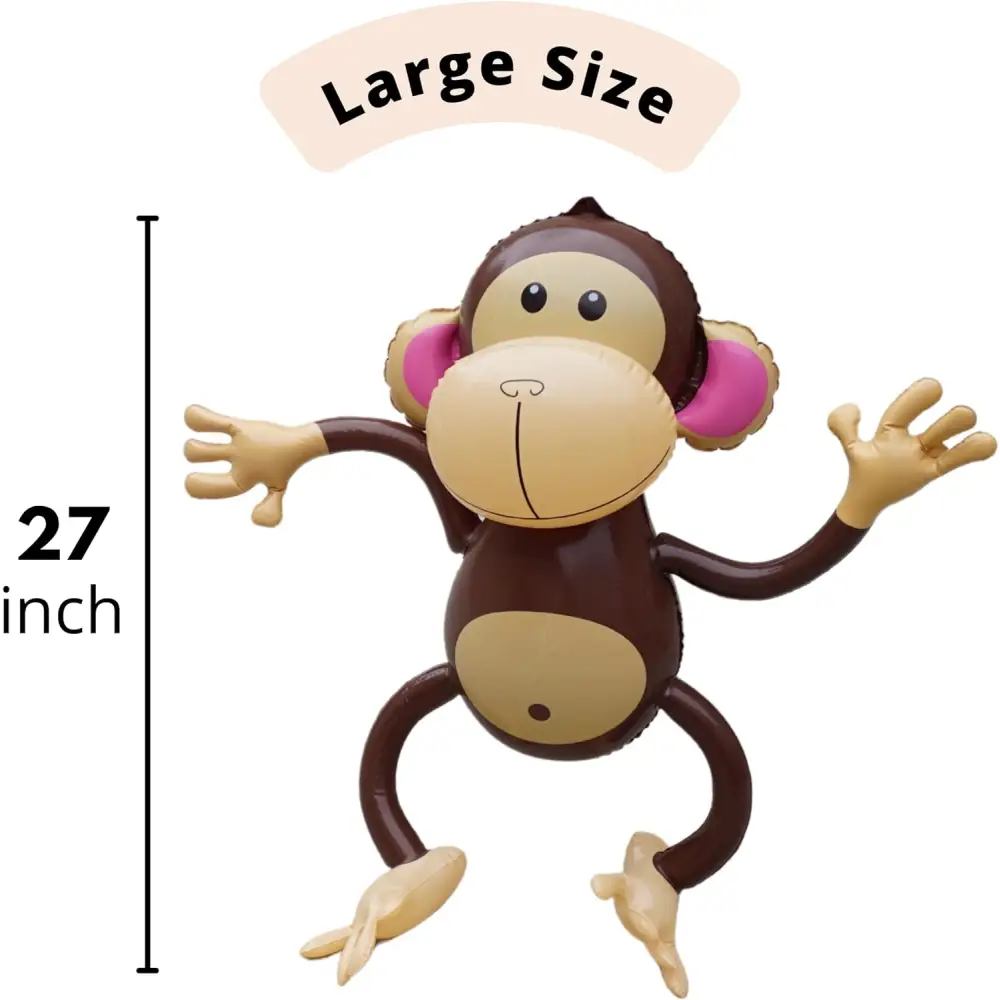 4E's Novelty Inflatable Monkeys (2 Pack) 27 Inch Large Monkeys inflatable For Party Decoration, Jungle Safari Birthday Party Supplies Kids Animal Party Decor, Baby Shower Favors