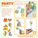 4E’s Novelty 28 Pack Kids Fiesta Party Paper Straws - Cinco de Mayo Decorations & Party Favors