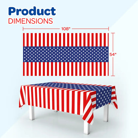 4E’s Novelty 3 Pack Patriotic Table Cloth 54” x 108’’ for 4th of July Decorations Disposable Tablecloth