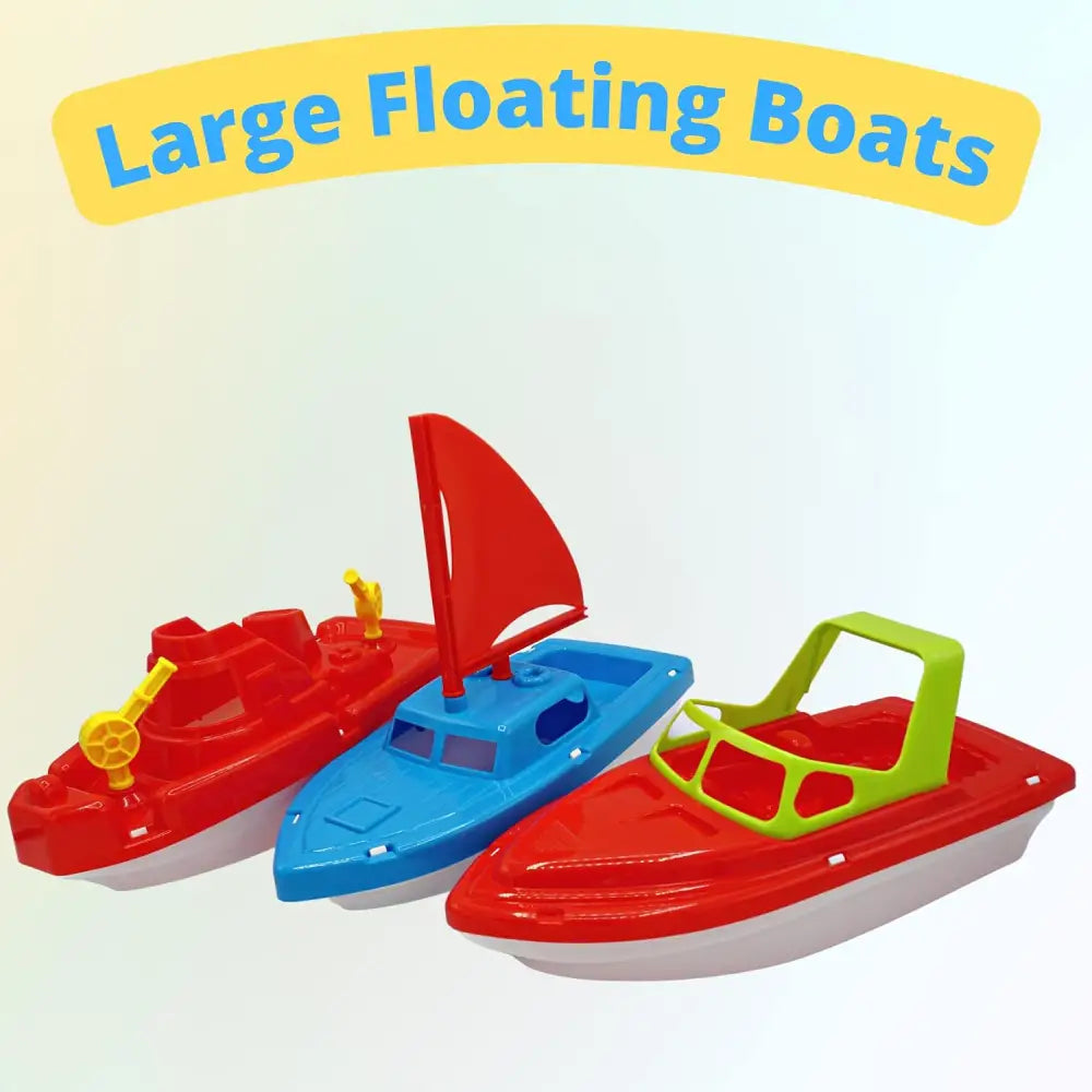 4E’s Novelty 3 Pack Toy Boat Bath Toys – Bath & Pool Toys for Toddlers 10’’ Large Plastic Boats for Water Play