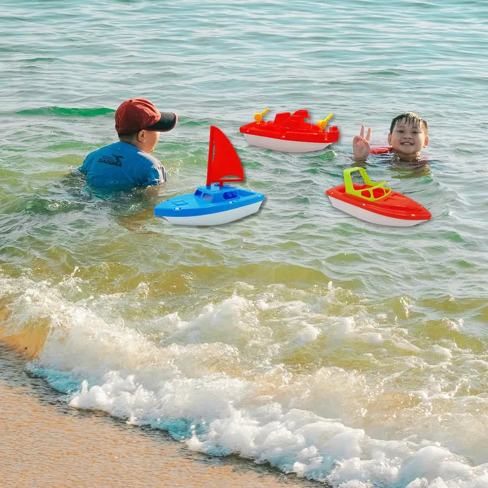 4E’s Novelty 3 Pack Toy Boat Bath Toys – Bath & Pool Toys for Toddlers 10’’ Large Plastic Boats for Water Play
