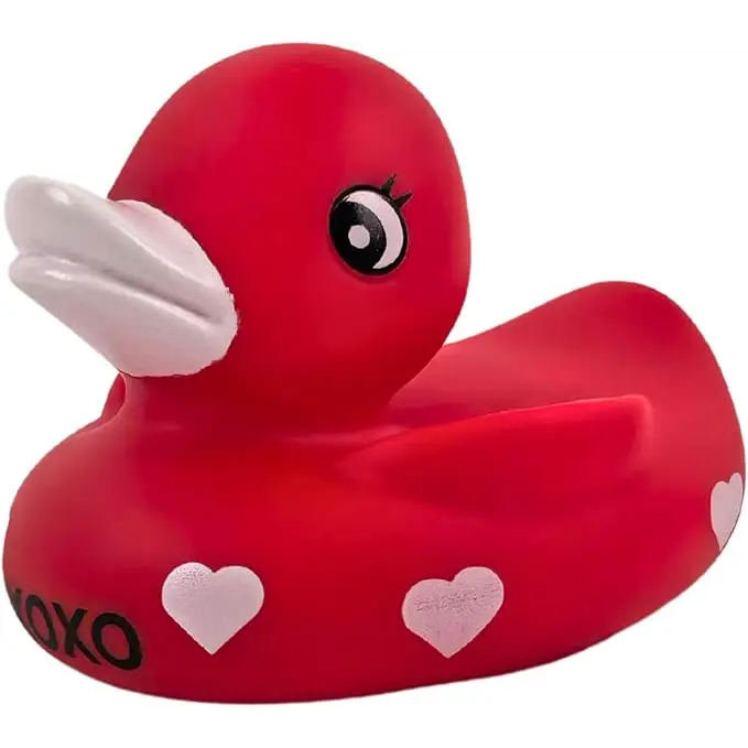 4E’s Novelty 3 Valentines Rubber Duck – Red Rubber Ducky with XOXO for Decorations & Gifts