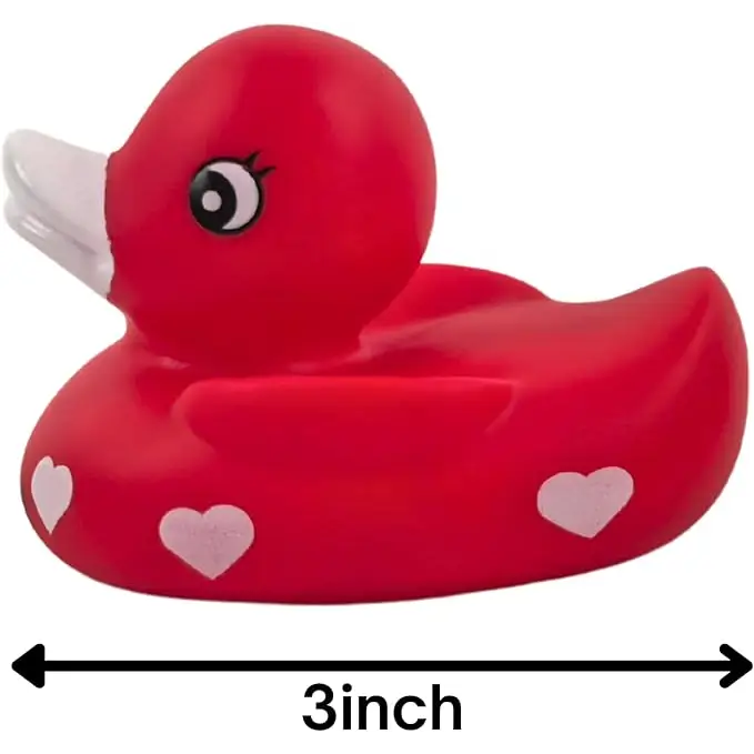 4E’s Novelty 3 Valentines Rubber Duck – Red Rubber Ducky with XOXO for Decorations & Gifts