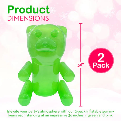 4E’s Novelty 36’’ Giant Inflatable Gummy Bears – 2-Pack Party Decorations & Toys
