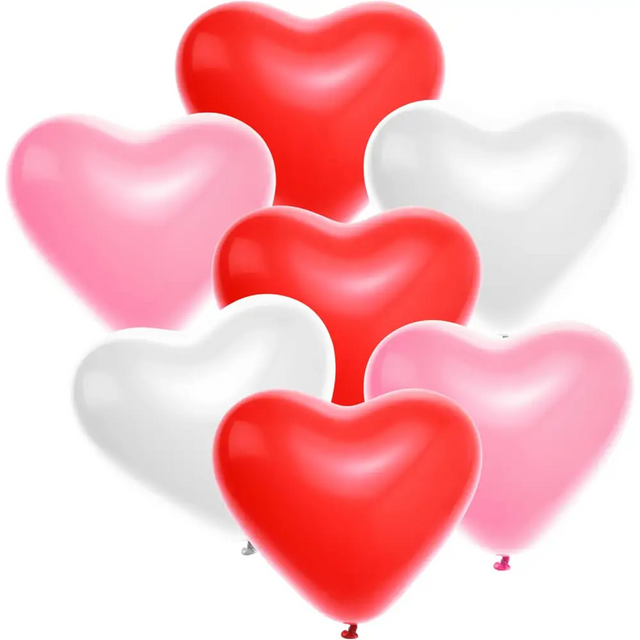 4E’s Novelty 36-Pack Latex Heart Balloons – Red Pink White 10” Balloons for Valentines & Weddings