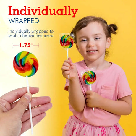 4E’s Novelty 36-Pack Swirl Lollipops – Individually Wrapped Rainbow Candy for Party Favors & Holiday Treats