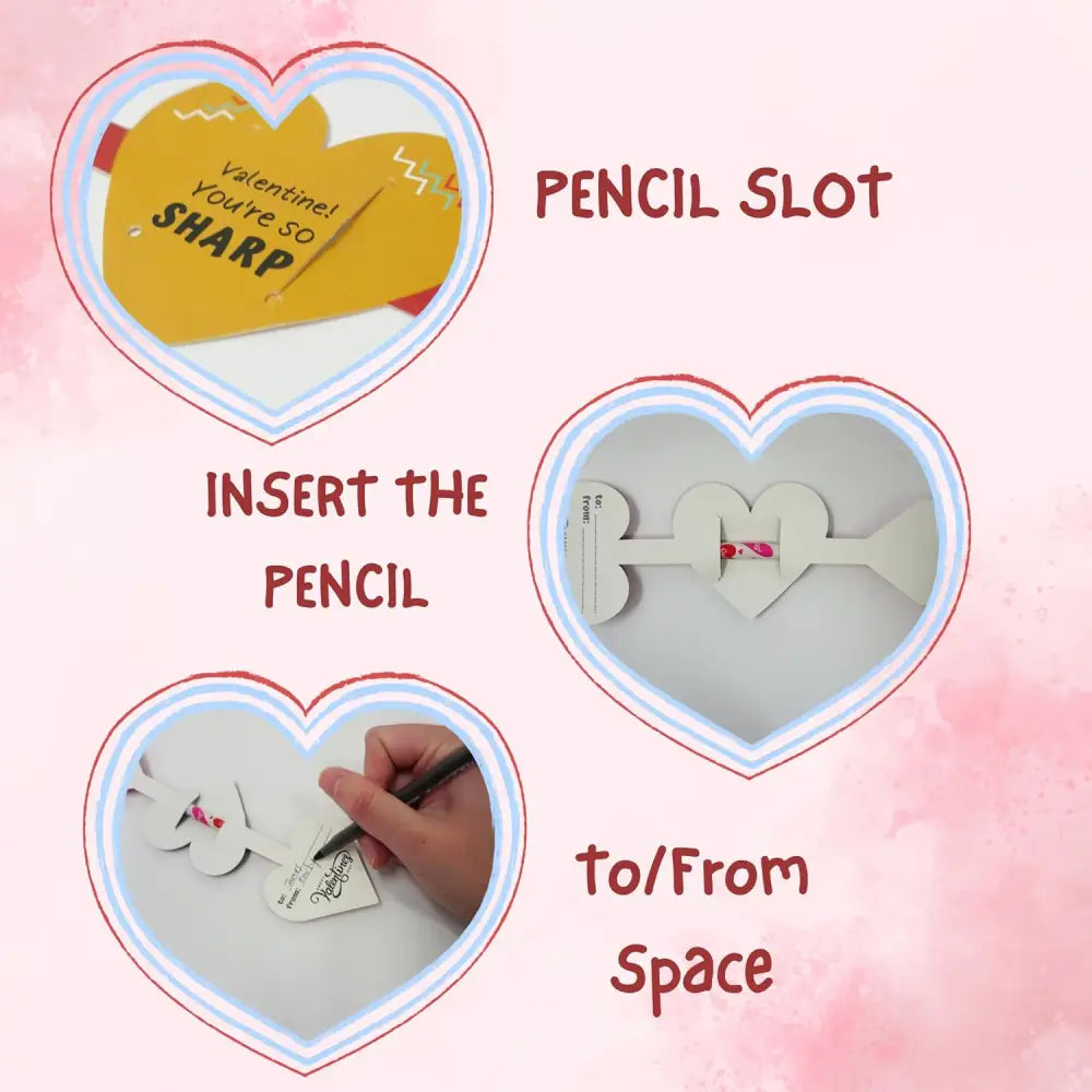 4E’s Novelty 36-Pack Valentine Pencil Set – Pencils Cards & Erasers for Classroom Gifts