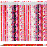 4E’s Novelty 36-Pack Valentine Pencils with Erasers – Heart-Themed Classroom Party Favors