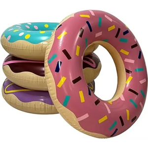 Donut Pool Floats Kids & Adults 30" (4 Pack) Floaties for Swimming Pool, Donut Inflatables for Party Decorations & Props by 4E's Novelty