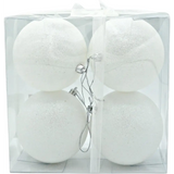 4E’s Novelty 4 Pack 4’’ Snowball Ornaments - Iridescent shatterproof Christmas decor for white holiday themes tree