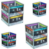 Cassette Tape Bucket Centerpiece (4 Pack) - Retro 80s and 90s Party Supplies for Adults & Kids