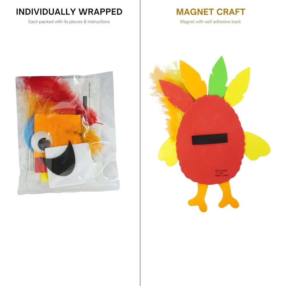 4E’s Novelty 4 Pack Monster Turkey Crafts for Kids - Turkey Monster Craft Kit Self-Adhesive Foam Magnets Fun