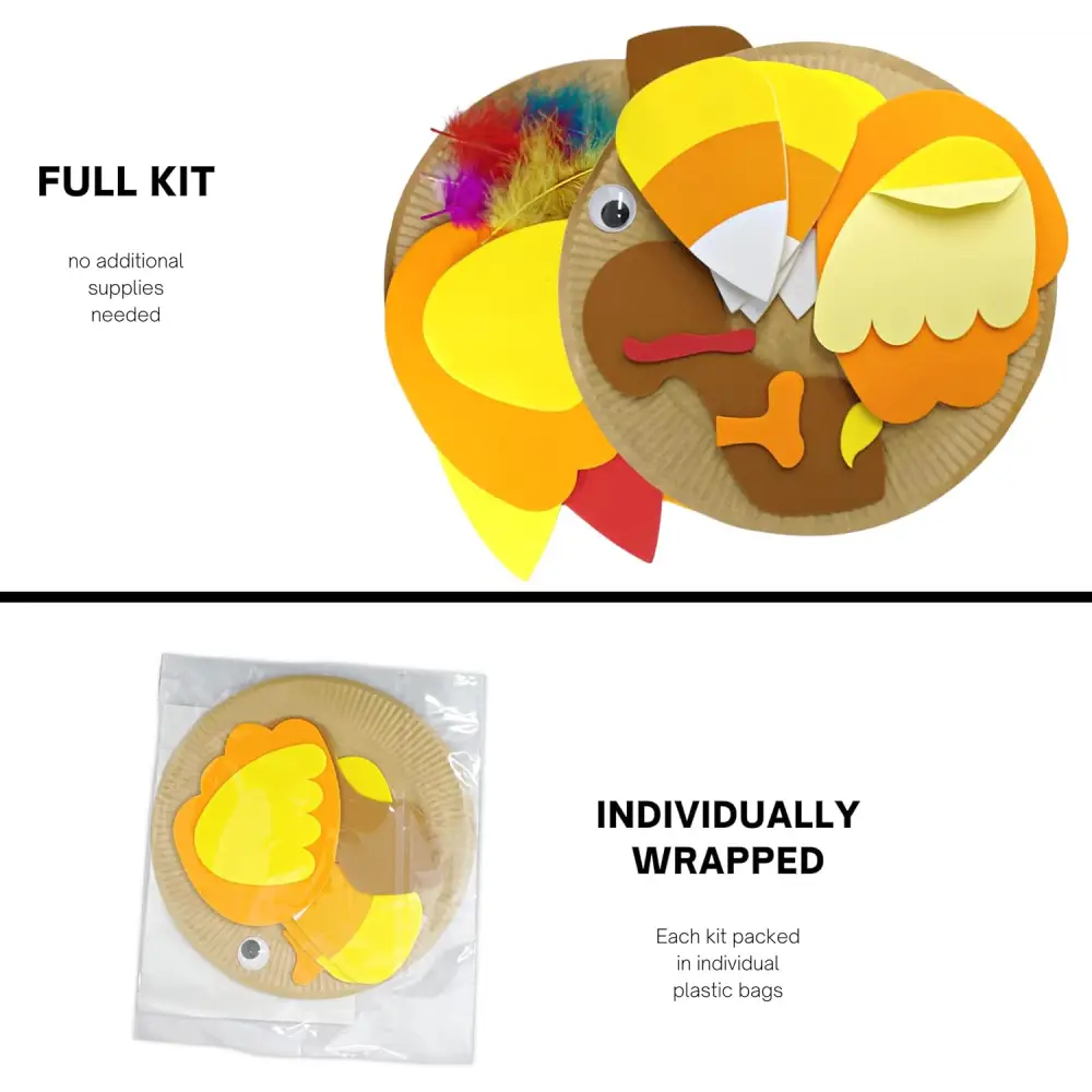4E’s Novelty 4 Pack Turkey Plate Craft for Kids - Fall Thanksgiving Arts and Crafts for Kids Ages 3-12 Fun DIY