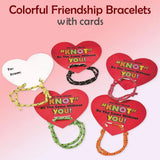 4E’s Novelty 48-Pack Friendship Bracelets with Valentine Cards – Classroom Party Favors for Kids