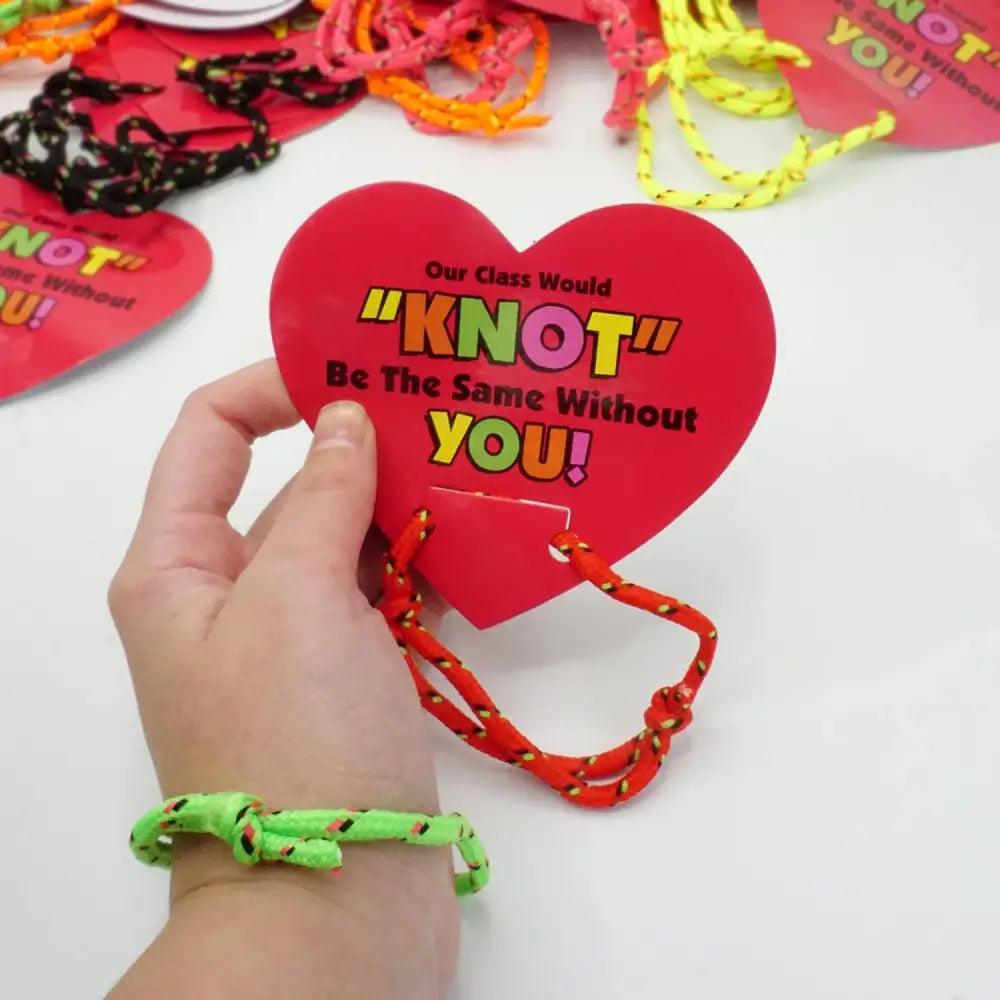 4E’s Novelty 48-Pack Friendship Bracelets with Valentine Cards – Classroom Party Favors for Kids