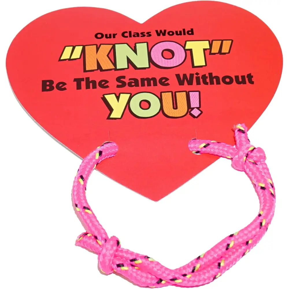 4E’s Novelty 48-Pack Friendship Bracelets with Valentine Cards – Classroom Party Favors for Kids