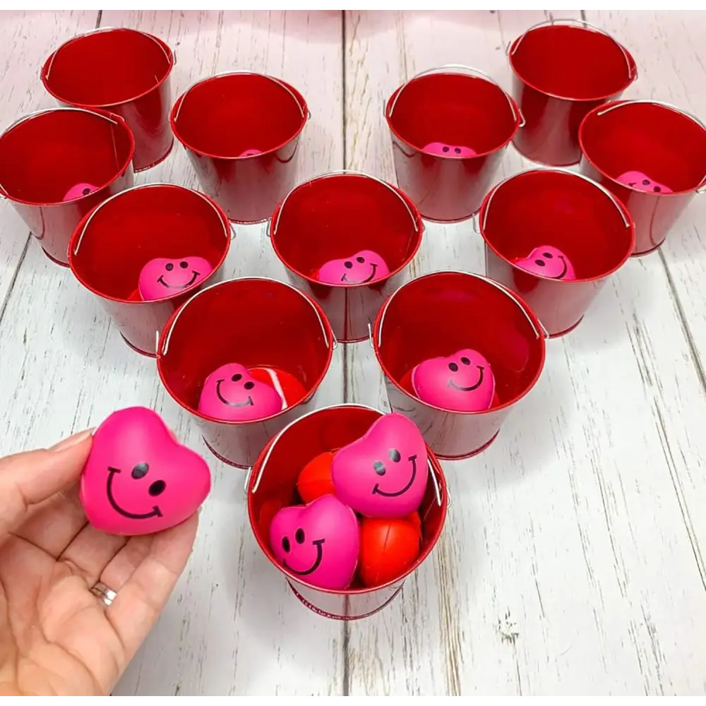 4E’s Novelty 48-Pack Heart Stress Balls – 1.5” Mini Valentine Stress Hearts for Kids & Adults